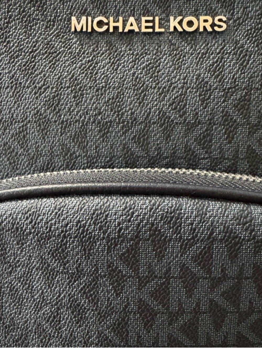 Michael Kors Black Logo-Print Backpack with Gold Hardware EUC - Picture 2 of 11